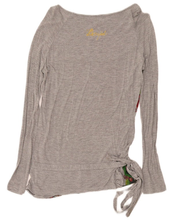 Desigual Dame Grafisk Top Langærmet UK 12 Medium Grå Geometrisk