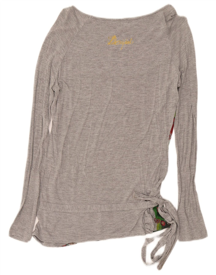 Desigual Dame Grafisk Top Langærmet UK 12 Medium Grå Geometrisk