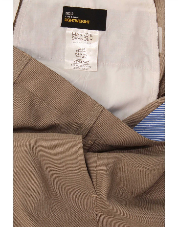 Marks & Spencer Straight Suit Bukser til mænd W36 L29 Beige Polyester
