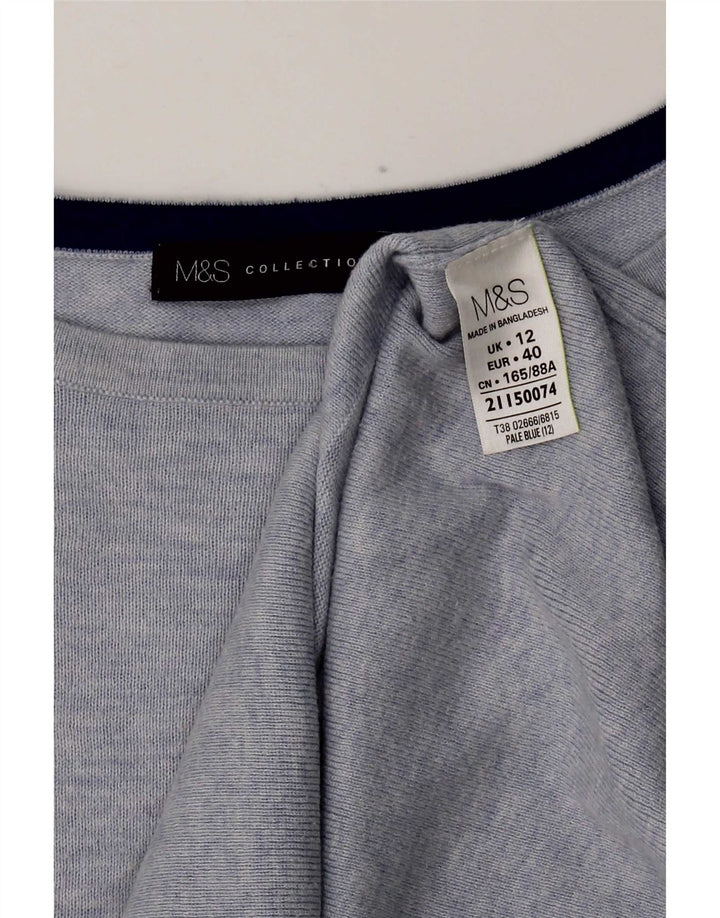 Marks & Spencer Dametop Langærmet UK 12 Medium Blue Cotton