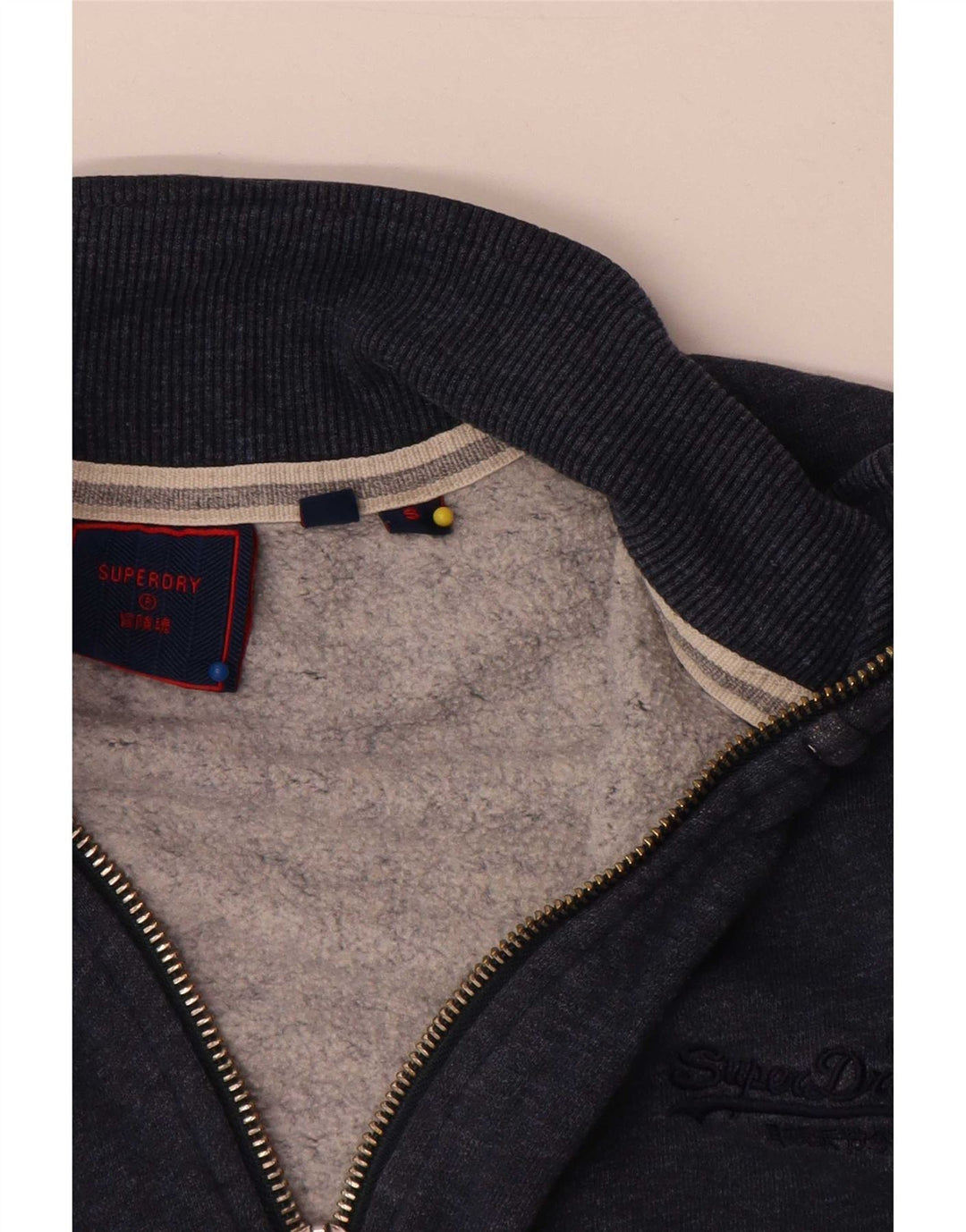Superdry Sweatshirt med lynlås til mænd, lille marineblå bomuld