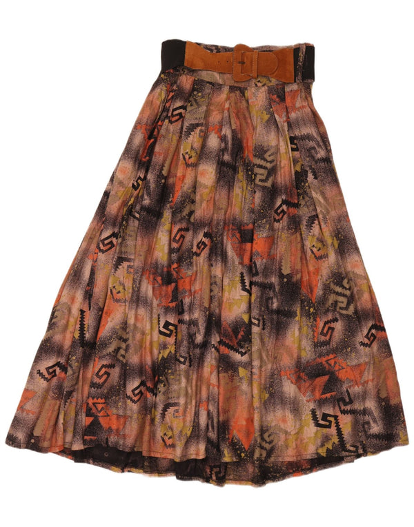 Vintage dame Maxi højtaljet flared nederdel W28 medium brun patchwork