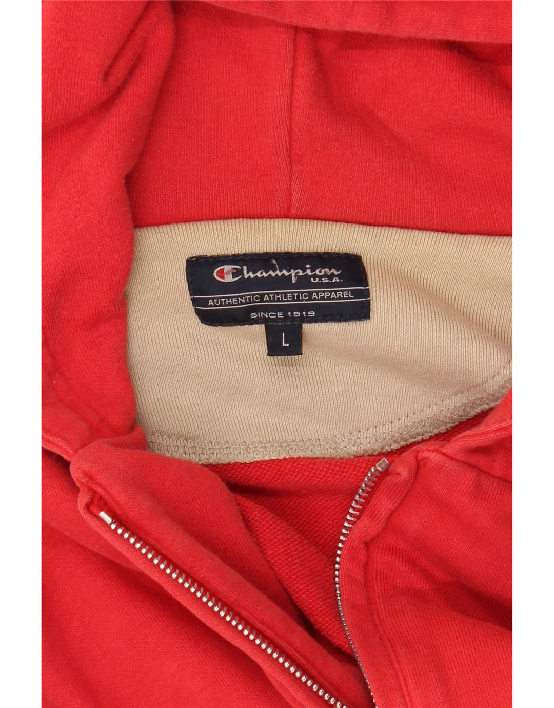 CHAMPION Mens Zip Hoodie Sweater Large Red Vintage Champion and Second-Hand Champion from Messina Hembry 