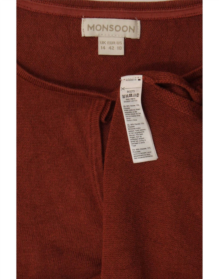 Monsoon Dametop Langærmet UK 14 Large Brown Viscose