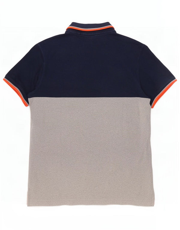 Superdry Herre grafisk klassisk pasform poloshirt 2XL blå farveblok bomuld