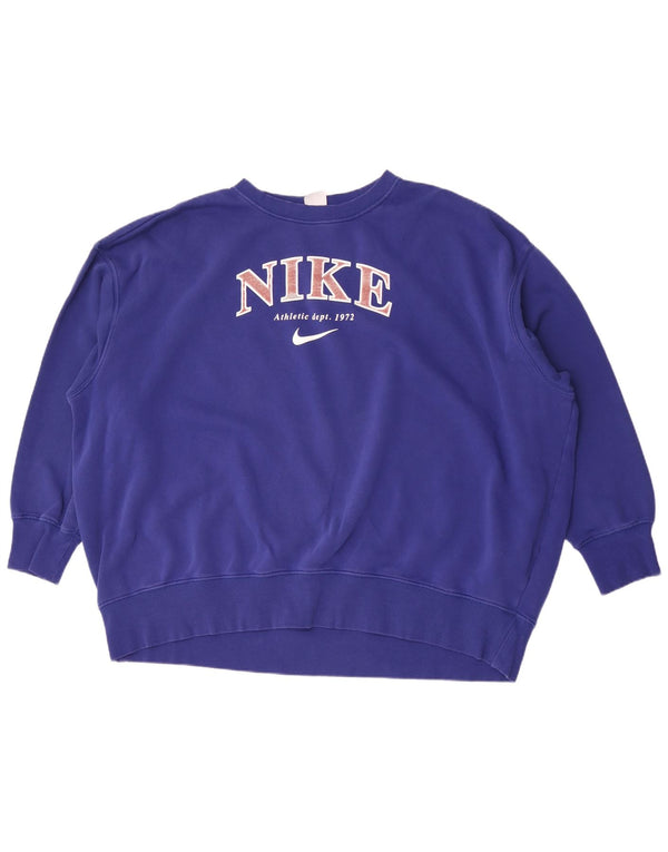 Nike Mens Graphic Loose Fit Sweatshirt Jumper 2XL Blue Cotton