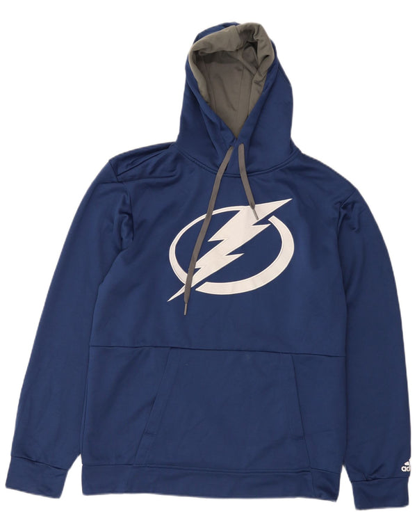 Adidas Herre Tampa Bay Lightning Graphic Hoodie Jumper Medium Blue Polyester