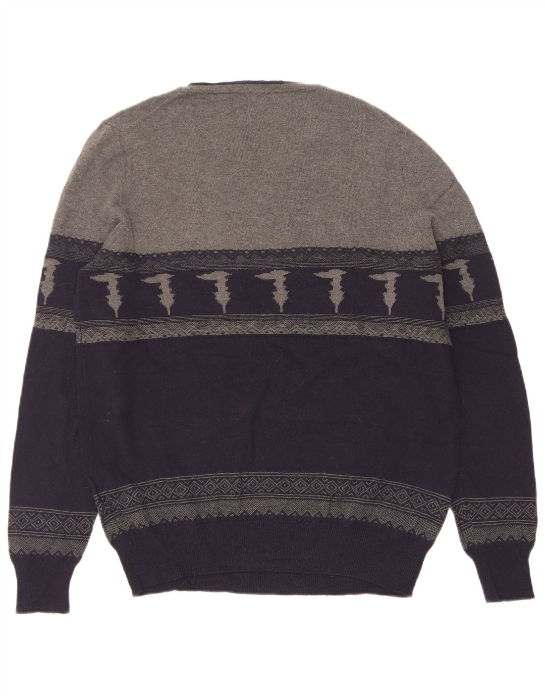 Trussardi Herre Boat Neck Jumper Sweater Medium Navy Blue Colourblock