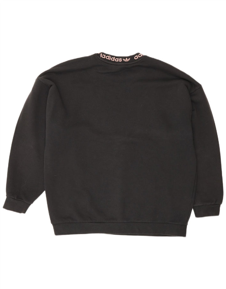 Adidas Dame Oversized Sweatshirt Jumper UK 16 Stor Sort Bomuld