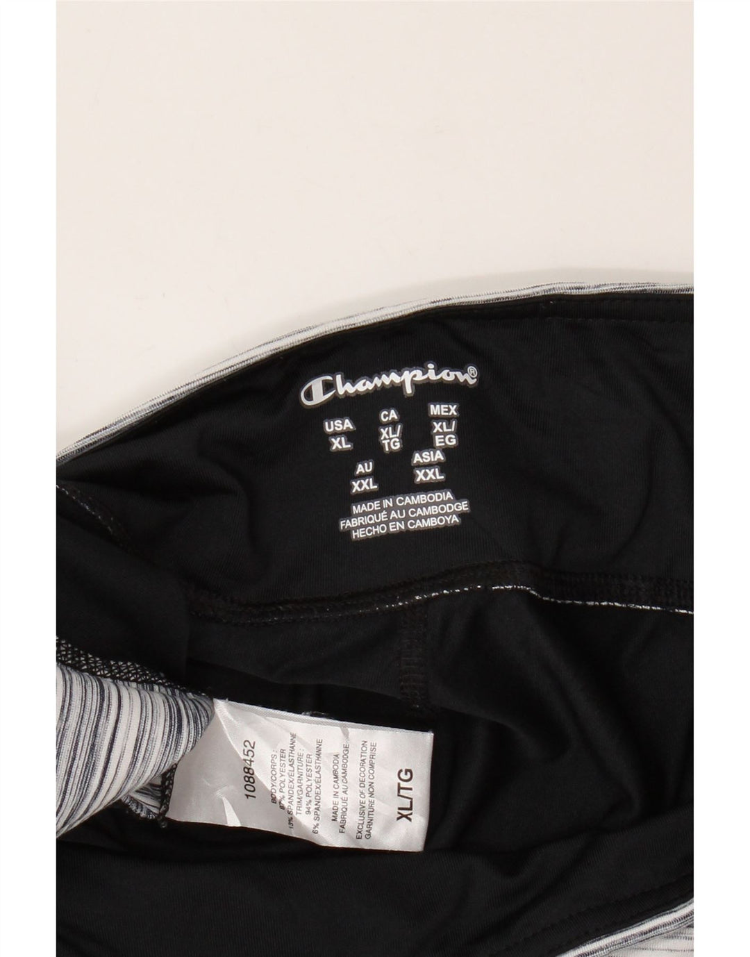 Champion Dame Capri Leggings UK 18 XL Sort Stribet Polyester