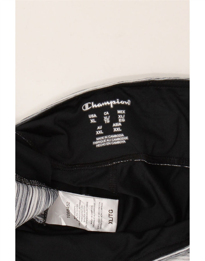 Champion Dame Capri Leggings UK 18 XL Sort Stribet Polyester