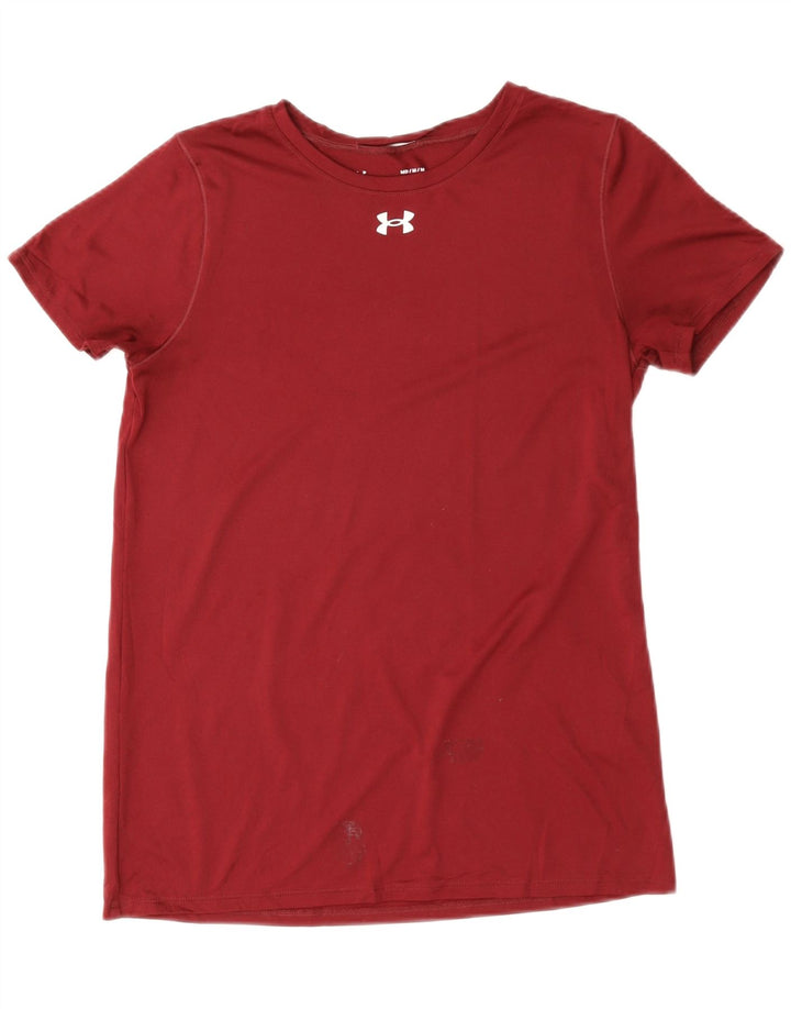 Under Armour Dame T-Shirt Top UK 12 Medium Rød Polyester Sports