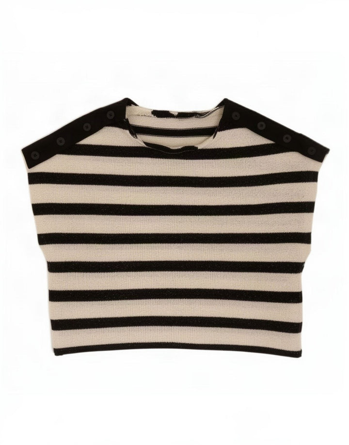 Zara Womens Sleeveless Crop Top UK 10 Lille sort stribet polyester