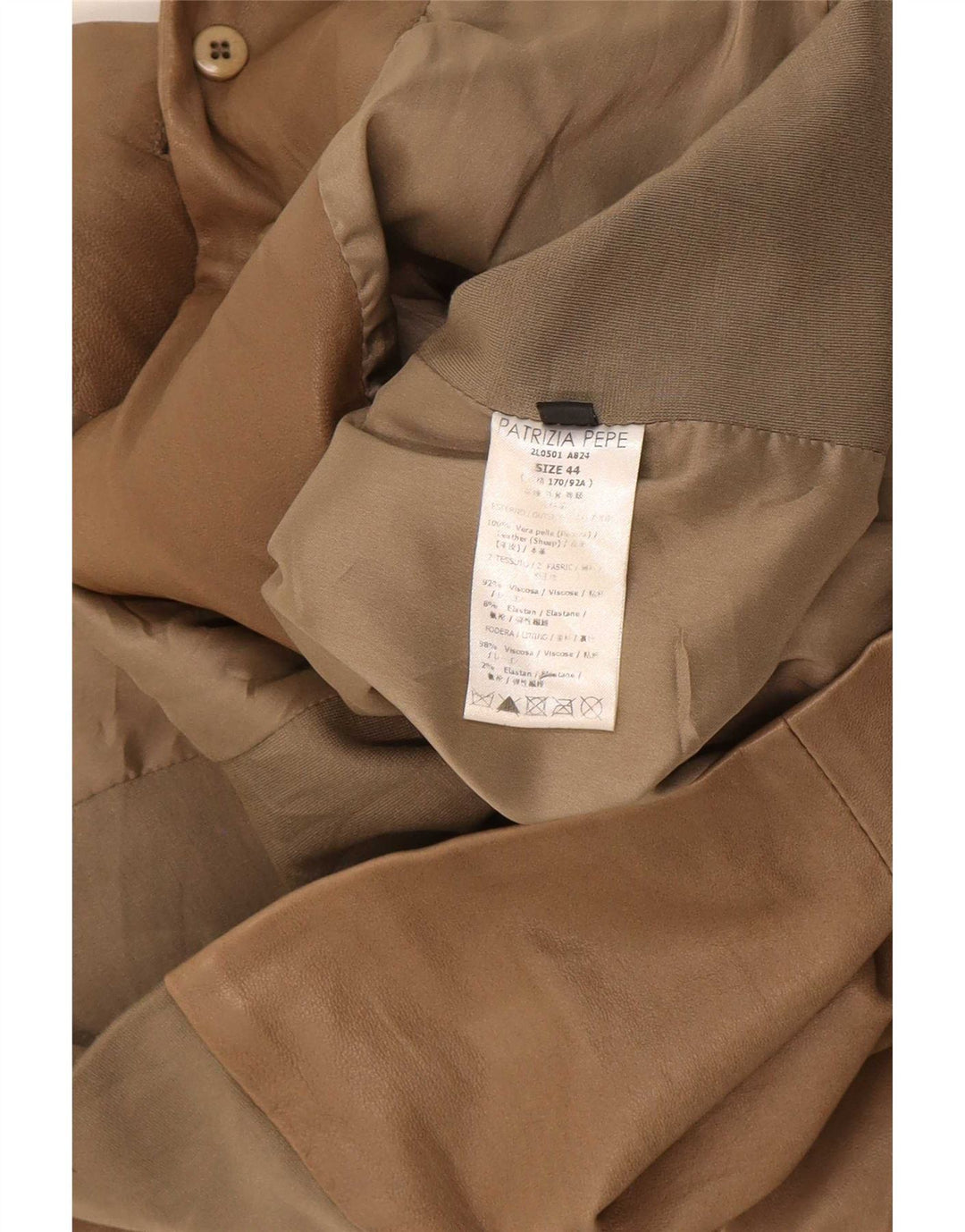 Patrizia Pepe Dame 2 Knaps Læder Blazer Jakke IT 44 Medium Brun