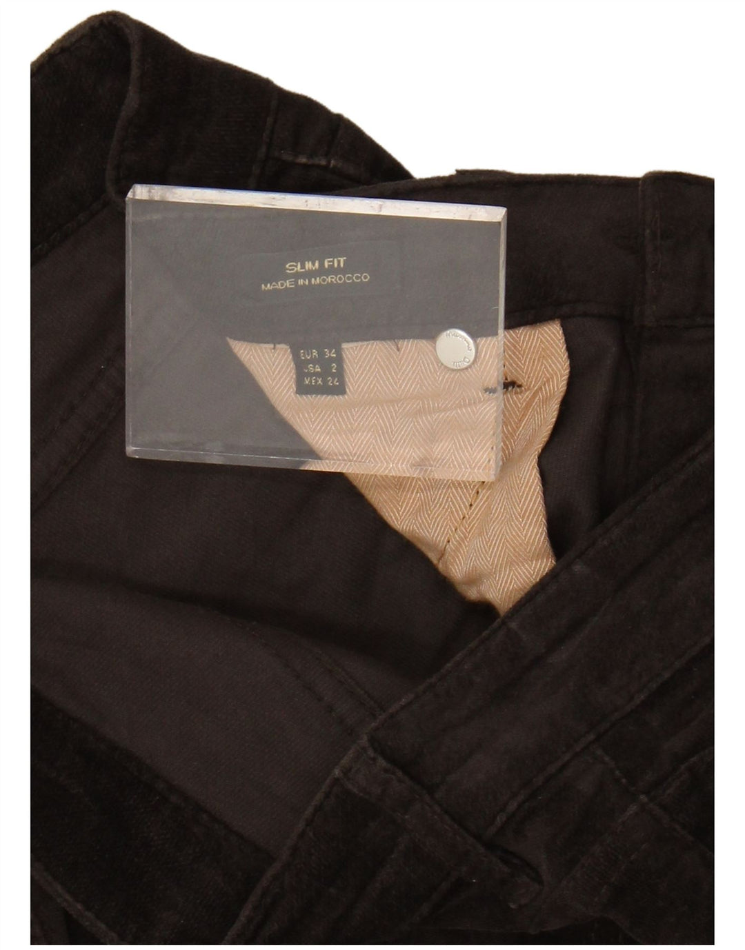 MASSIMO DUTTI Dame Velvet Casual Bukser EU 34 2XS W24 L30 Brun