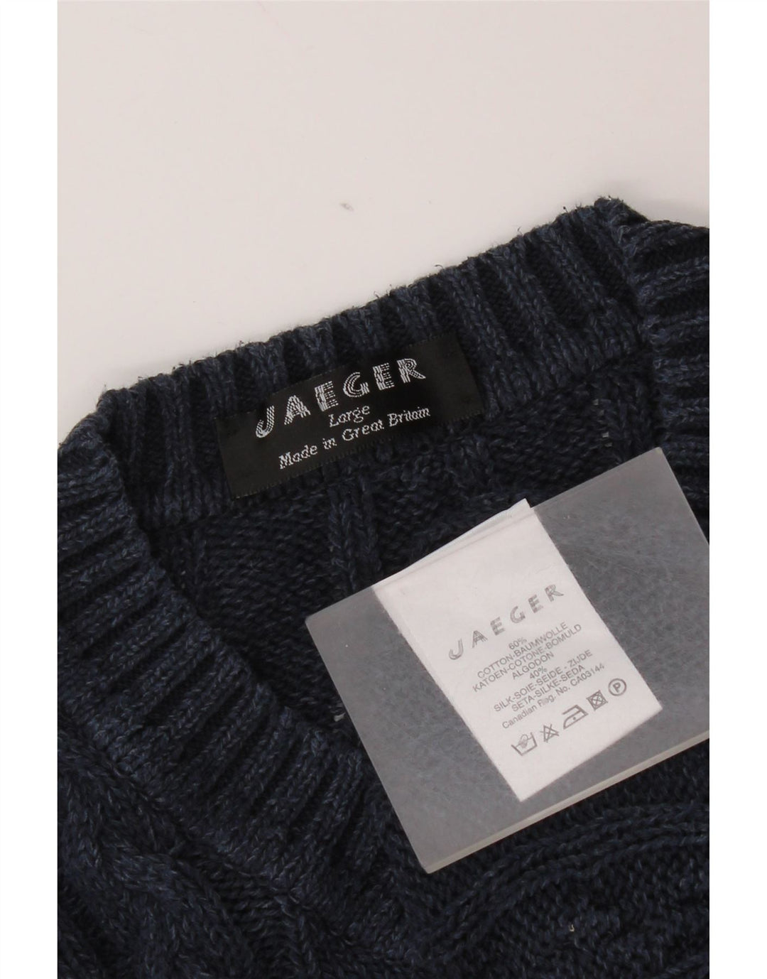 Jaeger Herre V-hals sweater Stor marineblå bomuld