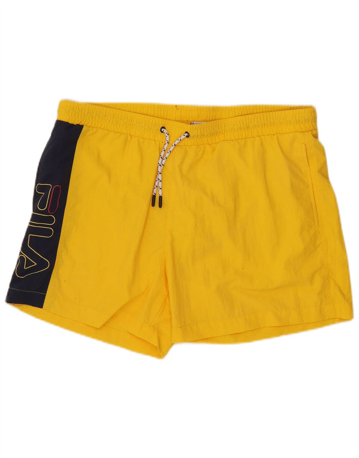 Fila Herre grafiske svømmeshorts XL Gul Colourblock Polyamid