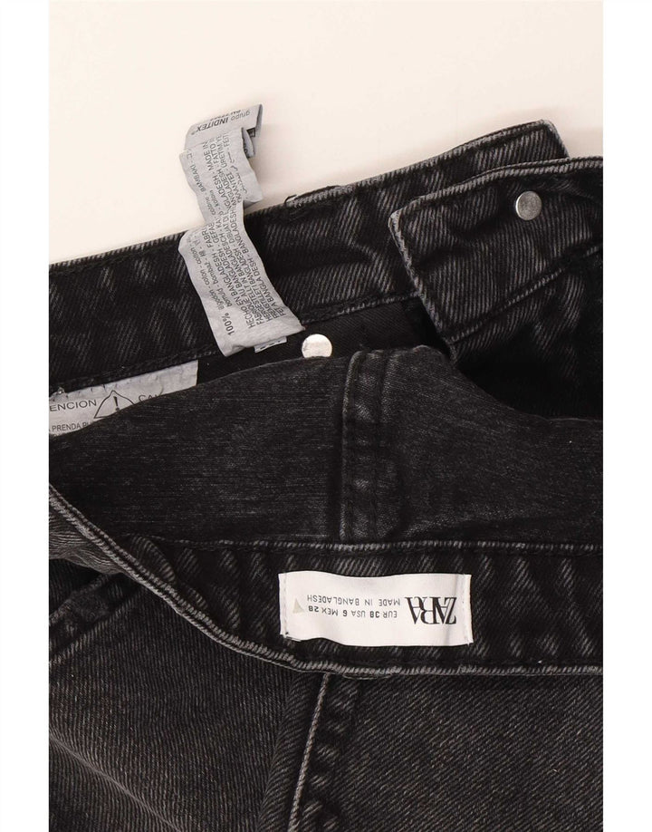 Zara Womens Distressed Denim Shorts EU 38 Small W28 Black Bomuld