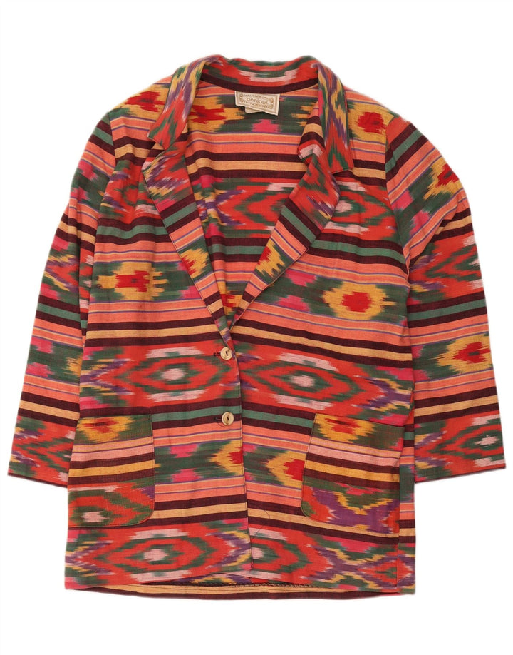 Vintage Dame 2 Button Blazer Jacket UK 18 XL Flerfarvet Ikat Bomuld