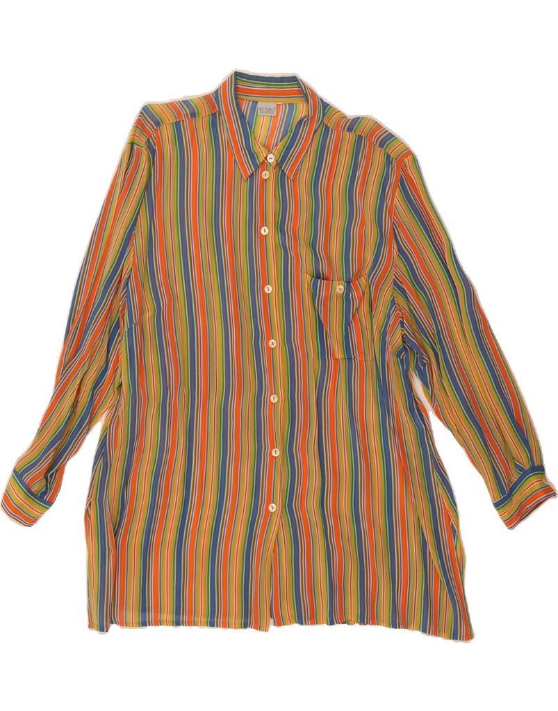ULLA POPKEN Womens Longline Shirt UK 18 XL Multicoloured Striped Vintage Ulla Popken and Second-Hand Ulla Popken from Messina Hembry 