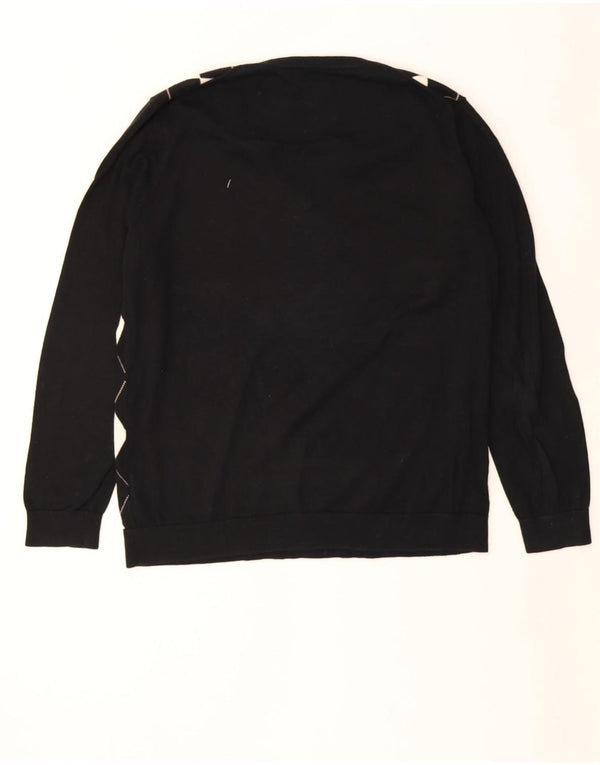 Tommy Hilfiger Dame V-hals sweater UK 20 2XL Sort Argyle/Diamond