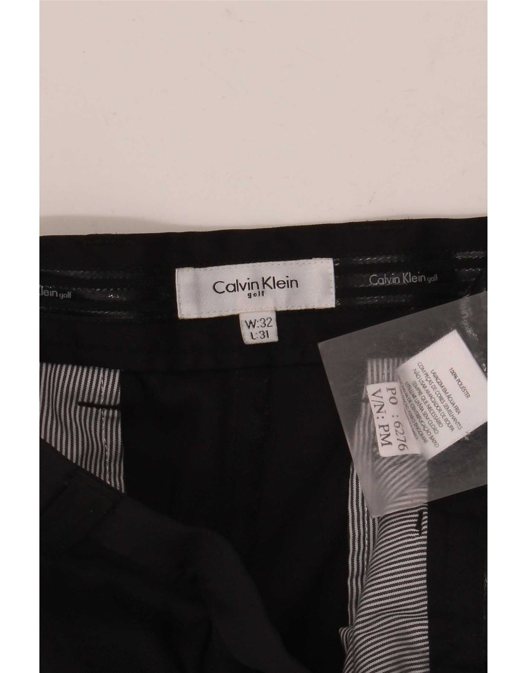 Calvin Klein Lige Chinobukser til mænd str. 32 W32 L31 Sort polyester