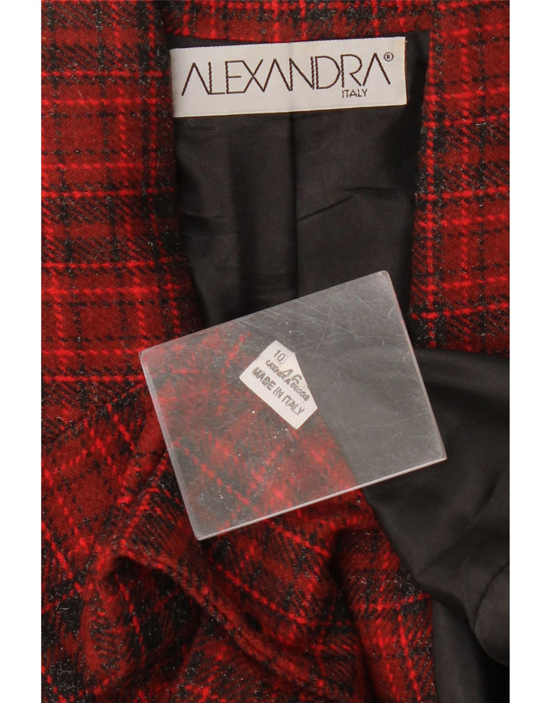 ALEXANDRA Dame 3-knaps blazerjakke IT 46 Stor rød ternet uld