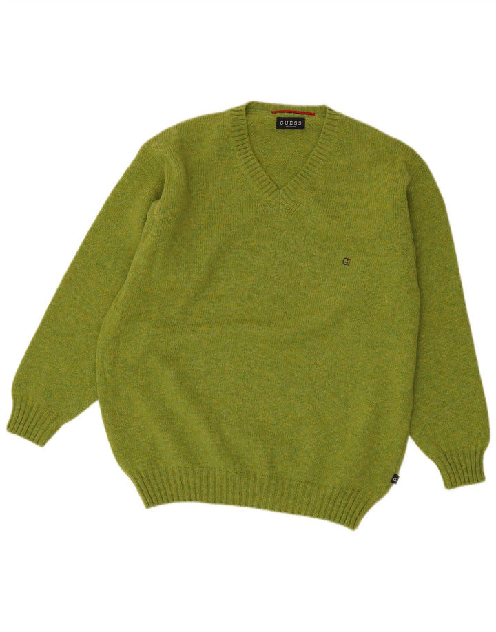 Guess Herre V-hals sweater Stor grøn uld