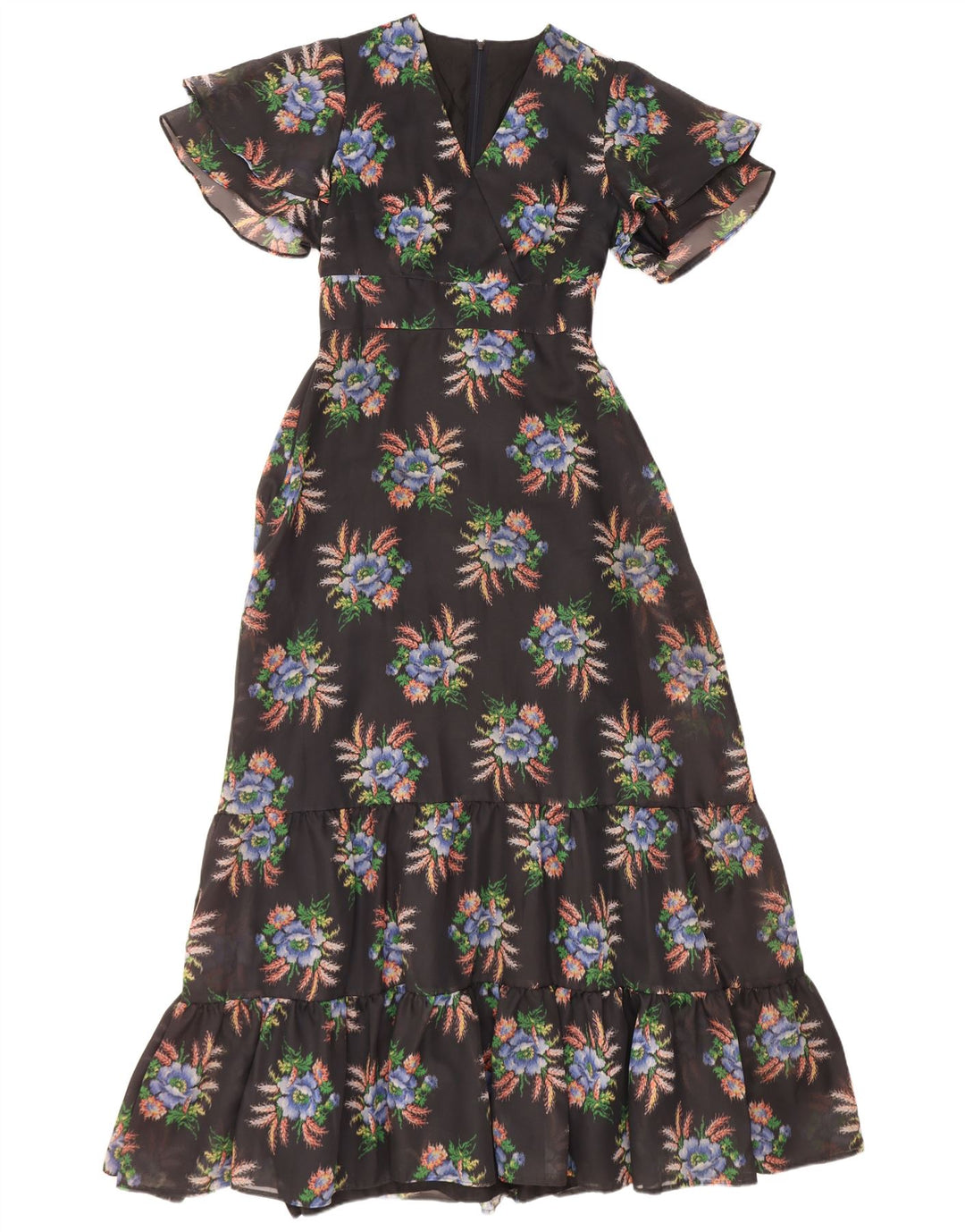 Diolen Dame Maxikjole EU 42 Large Black Floral Polyester