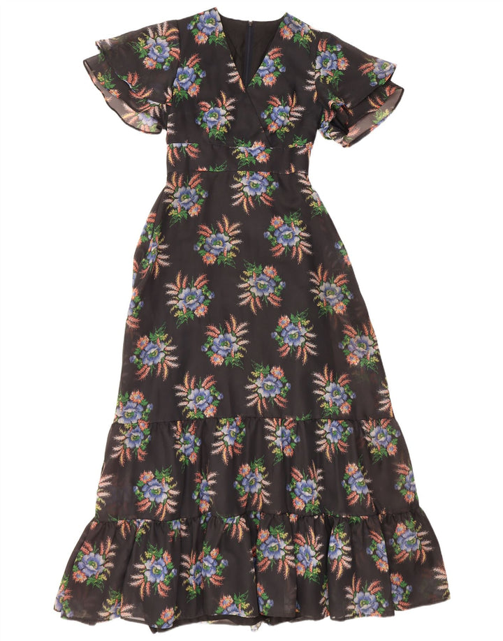 Diolen Dame Maxikjole EU 42 Large Black Floral Polyester