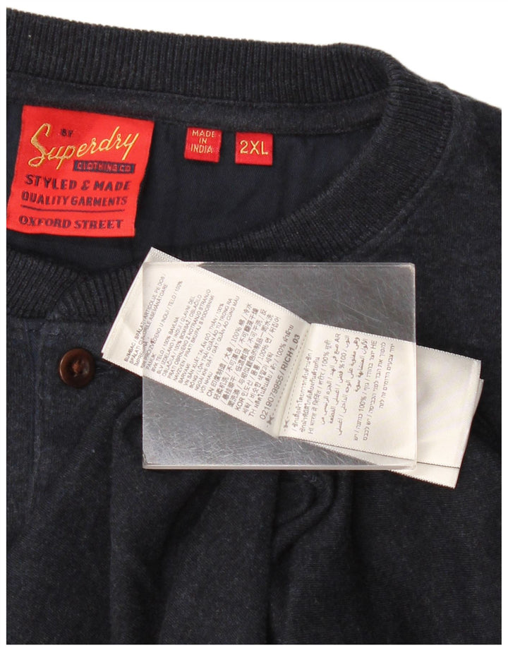 Superdry Herre Top Langærmet 2XL Marineblå Bomuld