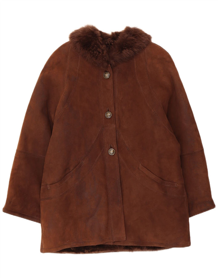 Vintage Dame Shearling Coat UK 14 Large Brown
