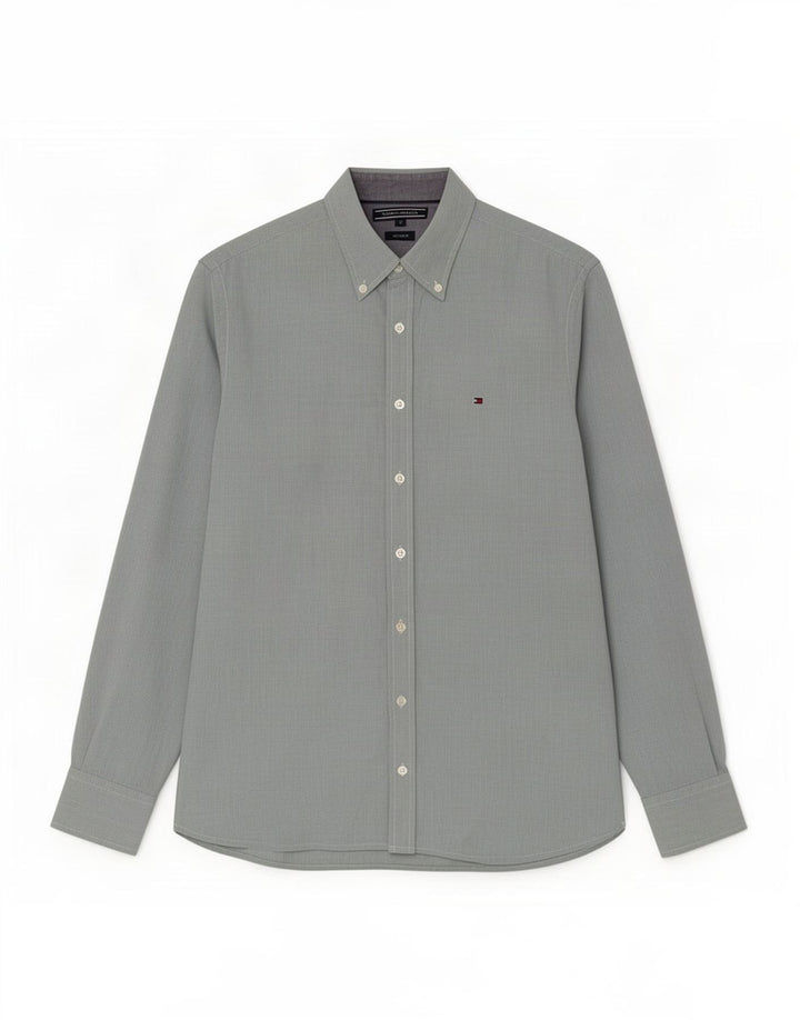 Tommy Hilfiger Herre Custom Fit skjorte mellemgrøn bomuld
