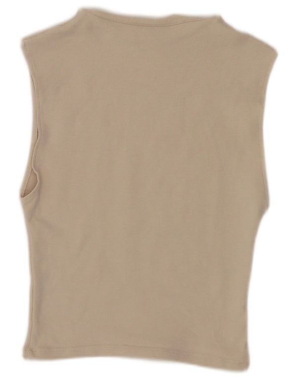 Zara Womens Crop Vest Top UK 14 Large Beige