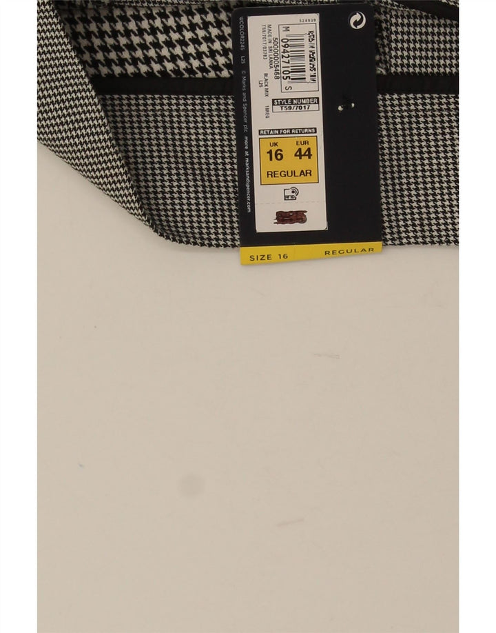 Marks & Spencer plisseret nederdel til kvinder UK 16 Large W34 Black Houndstooth