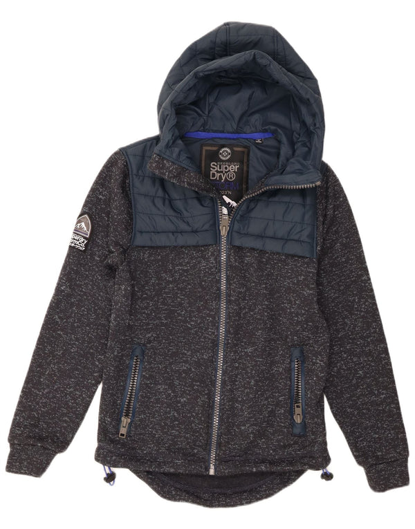 Superdry Hættetrøje med lynlås til mænd, lille grå flækket polyester