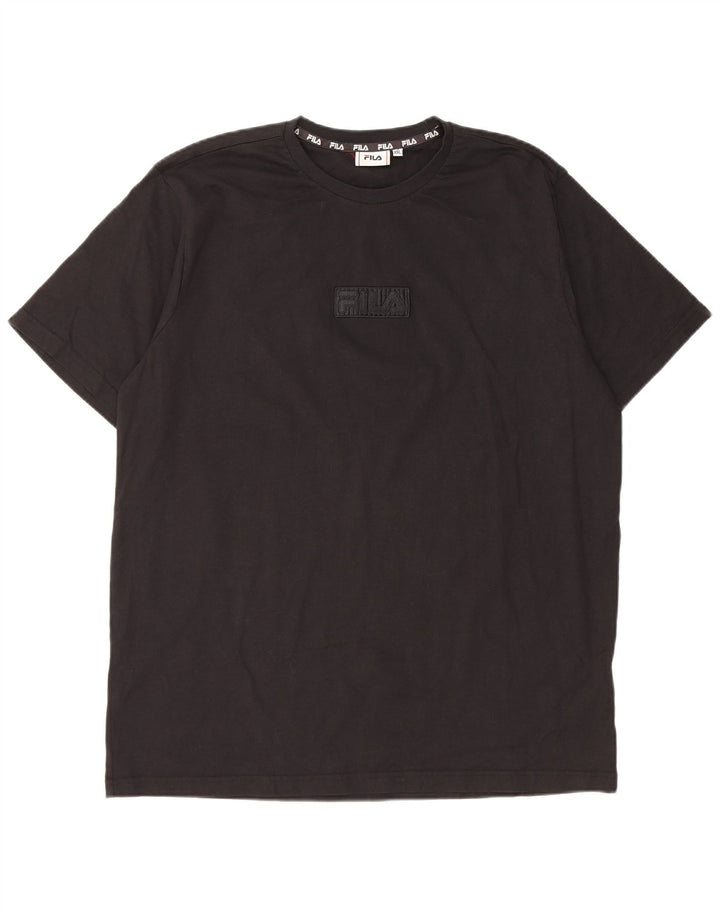 Fila Herre Grafisk T-Shirt Top 2XL Sort Bomuld