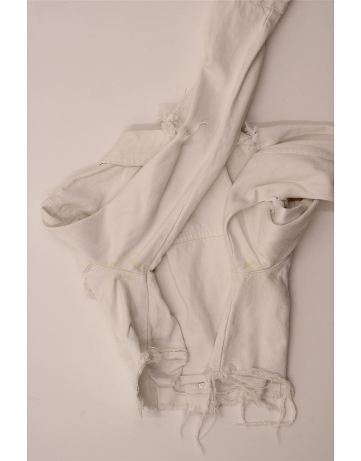 ZARA Womens Crop Denim Jacket UK 6 XS White Vintage Zara and Second-Hand Zara from Messina Hembry 