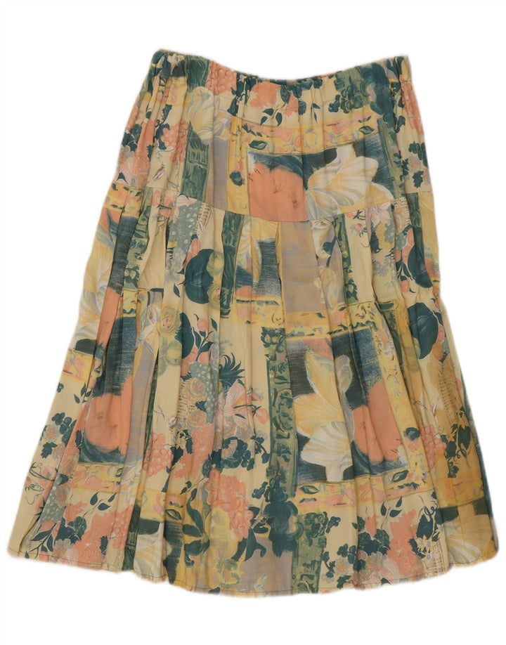 VINTAGE plisseret nederdel til kvinder W28 Medium Yellow Floral