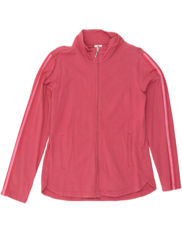 Champion Womens træningsdragt Topjakke UK 14 Stor Pink Stribet Bomuld