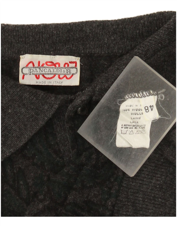 Pancaldi & B Herre Polo Neck Jumper Sweater IT 48 Medium Grå Paisley Wool