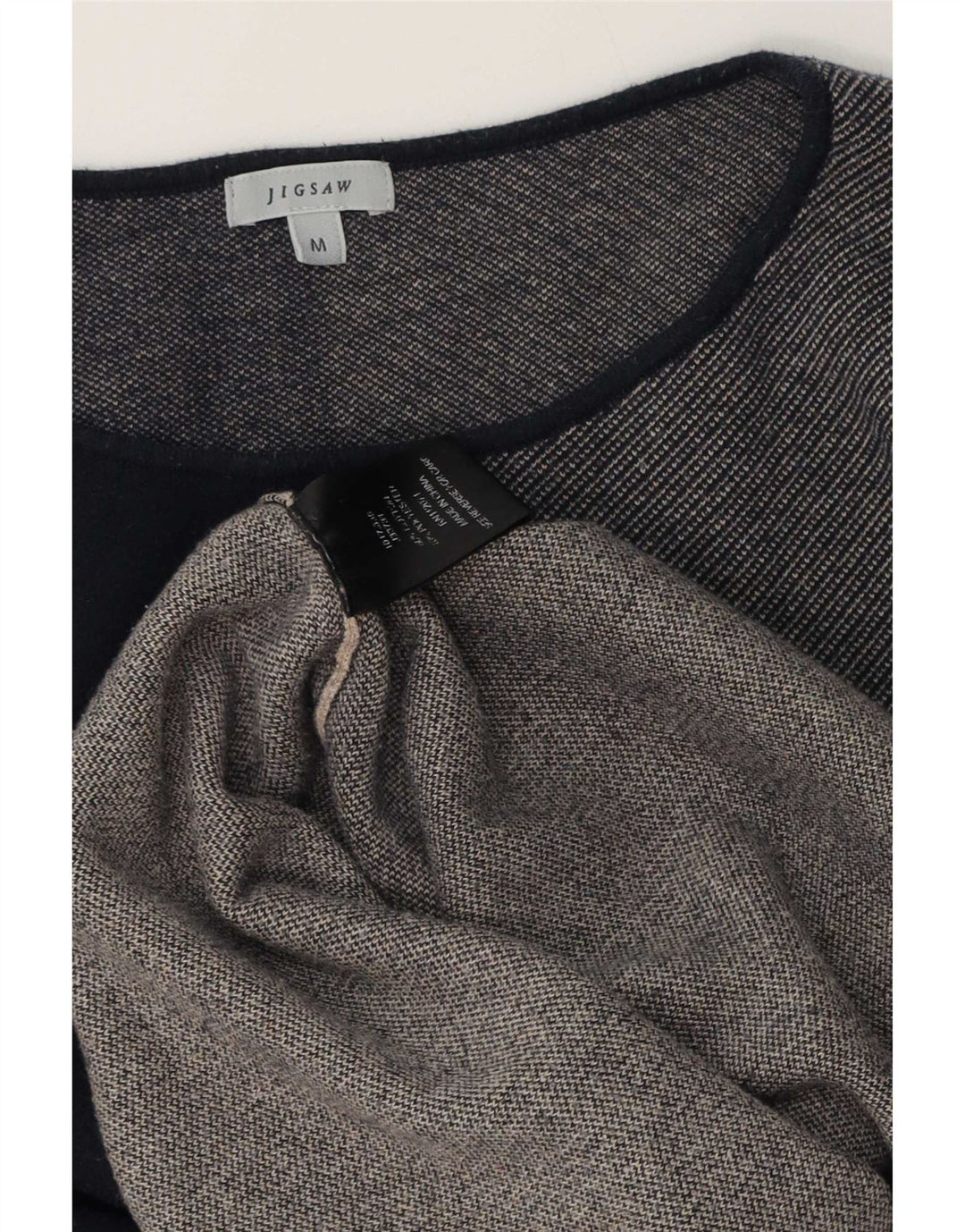 Jigsaw Womens Top 3/4 ærmet UK 14 Medium Grey Colourblock Polyester