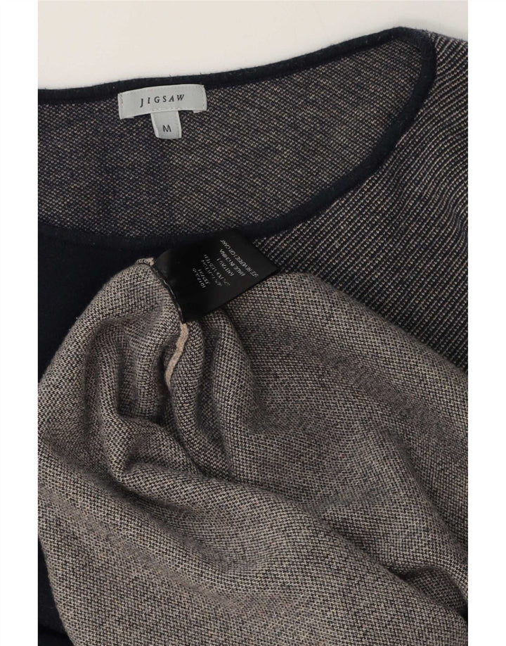 Jigsaw Womens Top 3/4 ærmet UK 14 Medium Grey Colourblock Polyester