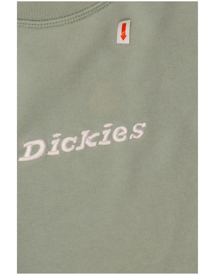 DICKIES Dame Oversized Crop Graphic Sweatshirt Jumper UK 14 Medium Green