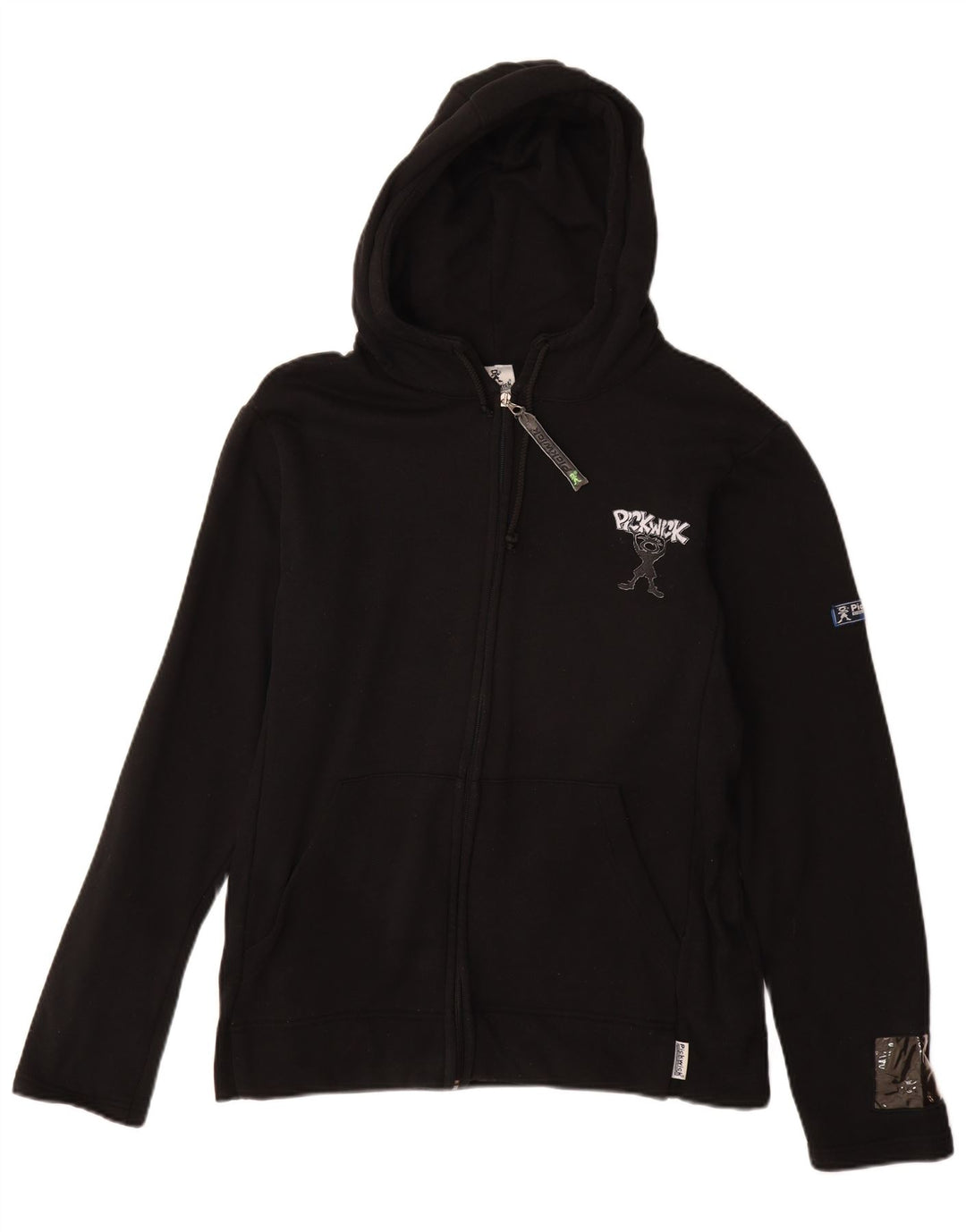 Pickwick Herre grafisk hættetrøje med lynlås mellem sort bomuld