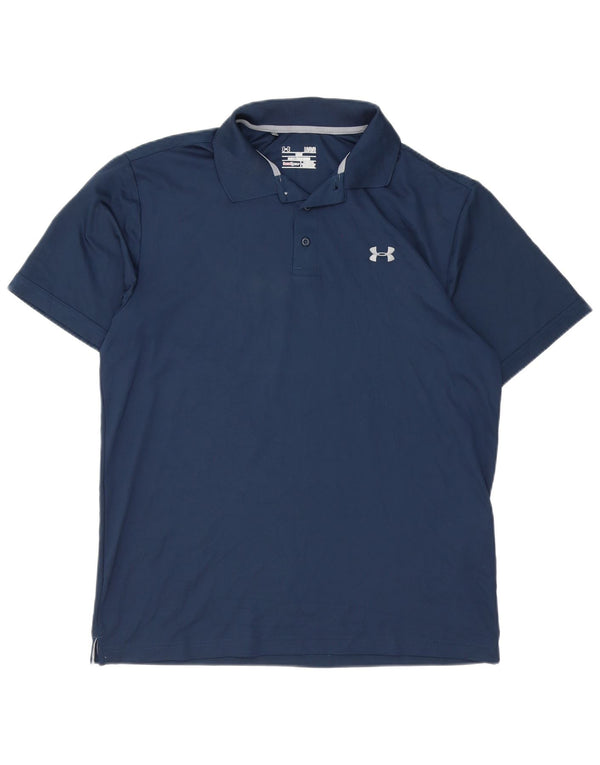 Under Armour Herre Heat Gear Polo Shirt Large Navy Blue Polyester