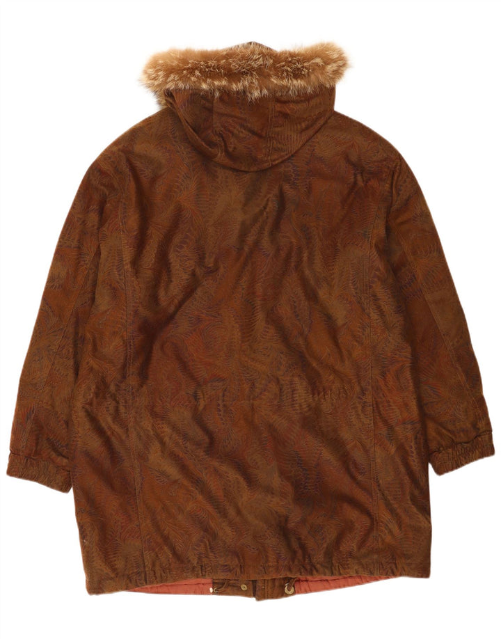 Vintage Dame Hætte Oversized Windbreaker Coat EU 42 Large Brown