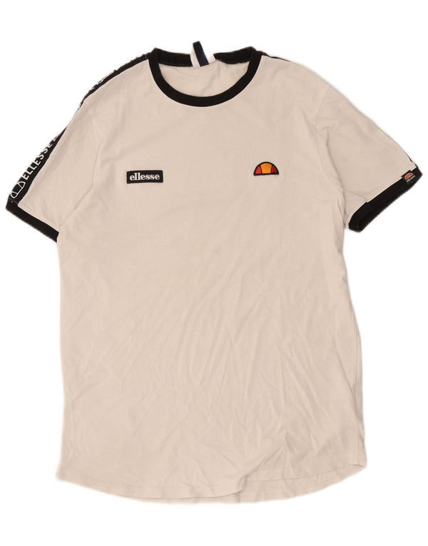 Ellesse Herre Grafisk T-Shirt Top Stor Off White Colourblock Bomuld