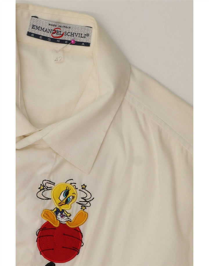 Emmanuel Schvili Dame Warner Bros Grafisk skjorte IT 42 Medium White Floral