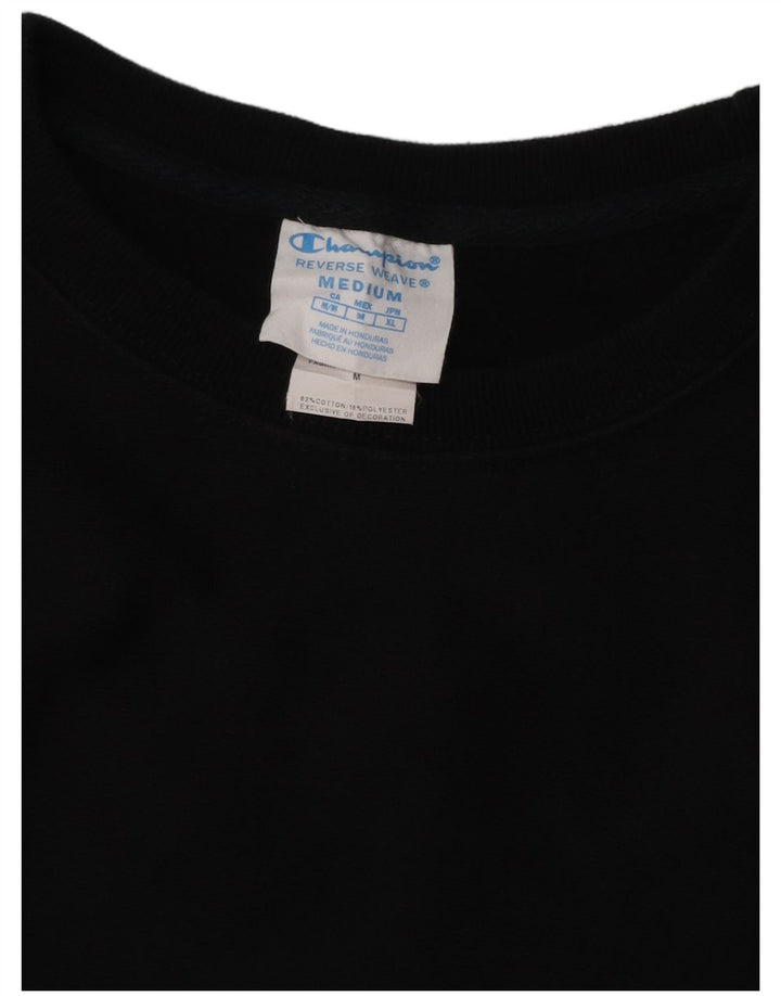 CHAMPION Dame Sweatshirt Jumper UK 14 Medium Sort Bomuld